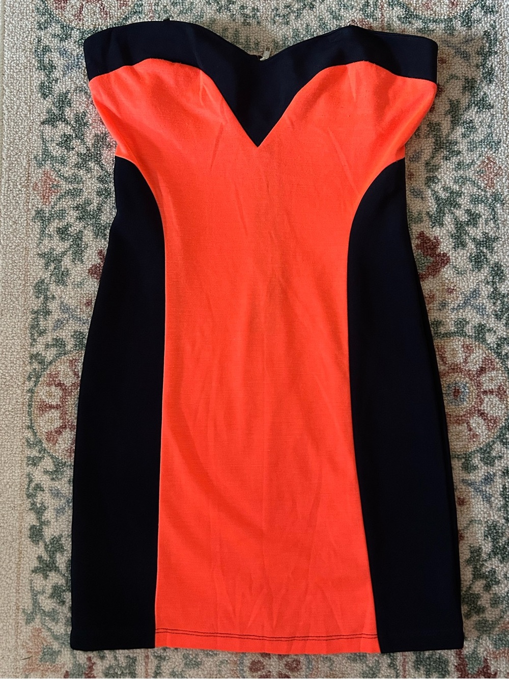 Strapless city studios Colorblock Bodycon Dress - Orange & Black size 9